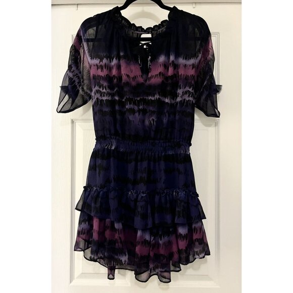 MISA Dresses & Skirts - Misa Los Angeles Tie Dye Print Layered Short Sleeve Mini Dress Size Medium